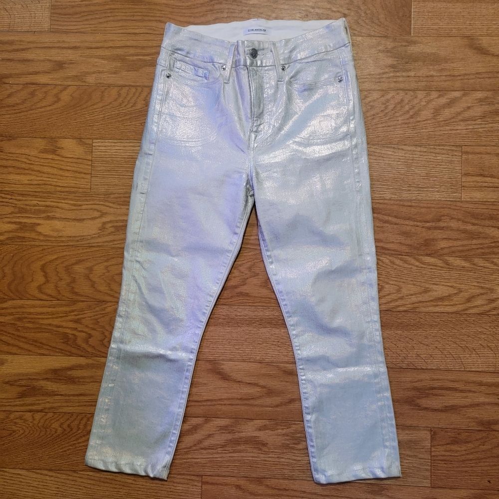 Good American 'Good Legs' Metallic Cropped Jeans - Picture 11 of 12